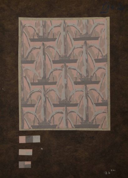 null 
Eric BAGGE (1890-1978) Lot de dix-neuf projets de tissu ou papier peint à motifs...
