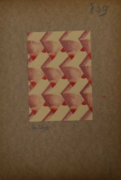 null 
Eric BAGGE (1890-1978) Lot de dix-neufs projets de tissu ou papier peint à...