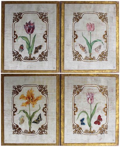 IDA, XXe. Tulipes et insectes peintes au...