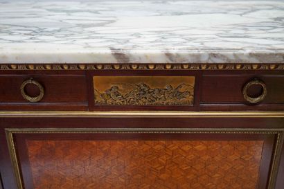 null LINKE. Pair of DESSERTE BUFFETS in mahogany veneer and rosewood and violet marquetry,...