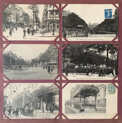 null Premières stations du métro Parisiens : lot de cartes postales anciennes représentant...