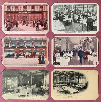 null Parisian cafés: lot of old postcards on the cafés and taverns of Paris and the...