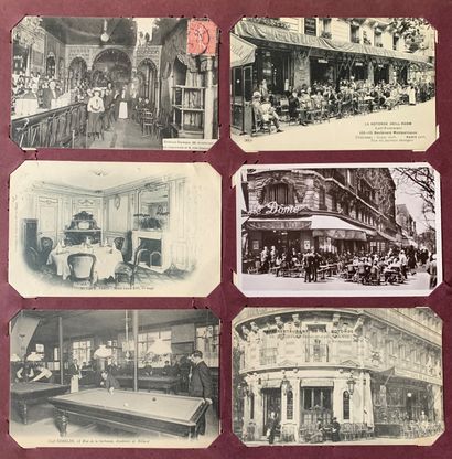 null Cafés Parisiens : lot de cartes postales anciennes sur les cafés et les tavernes...