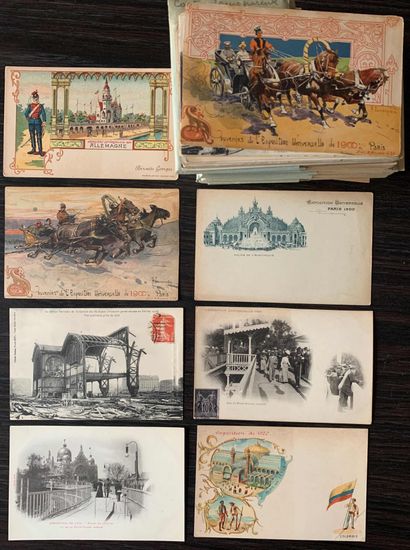  Exposition universelle de 1900 : Lot de cartes postales anciennes sur le thème de...