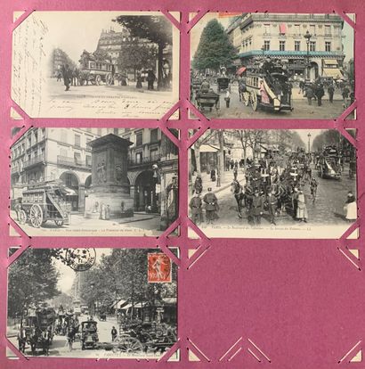 null Voitures à chevaux et fiacres dans Paris : lot de cartes postales anciennes...