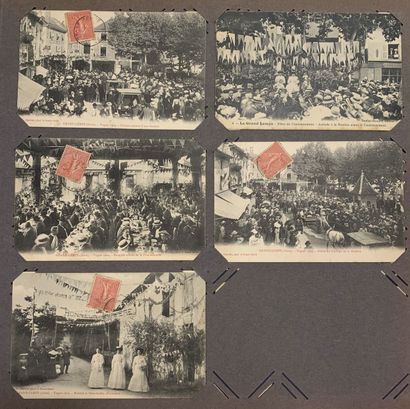 null Rosières : lot de cartes postales anciennes sur les fêtes, couronnements, défilés...