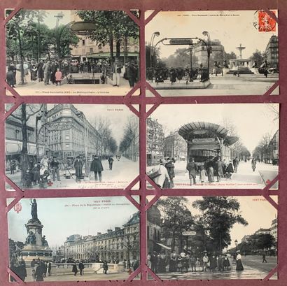 null Premières stations du métro Parisiens : lot de cartes postales anciennes représentant...