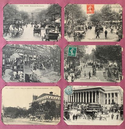 null Voitures à chevaux et fiacres dans Paris : lot de cartes postales anciennes...