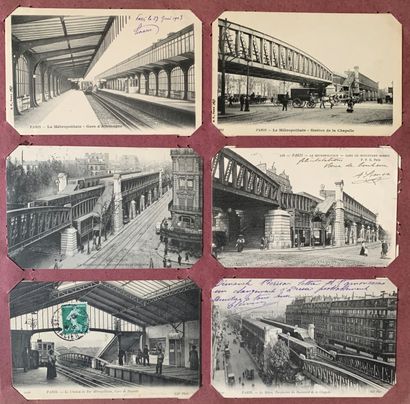 null Premières stations du métro Parisiens : lot de cartes postales anciennes représentant...