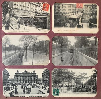 null Premières stations du métro Parisiens : lot de cartes postales anciennes représentant...