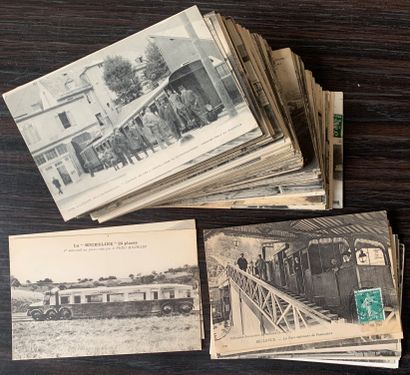 null Universe of the train: Lot of old postcards on the theme of trains, electric...