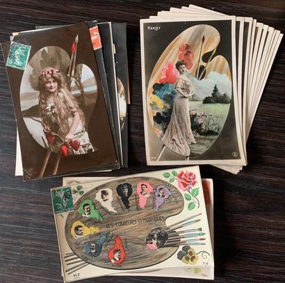 null Cartes fantaisies sur les femmes et les enfants : Lot de cartes postales anciennes...