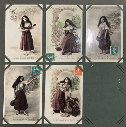 null Mignon : lot de cartes postales anciennes sur l’opéra Mignon et quelques chansons...