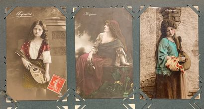 null Mignon : lot de cartes postales anciennes sur l’opéra Mignon et quelques chansons...