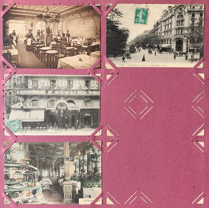 null Cafés Parisiens : lot de cartes postales anciennes sur les cafés et les tavernes...