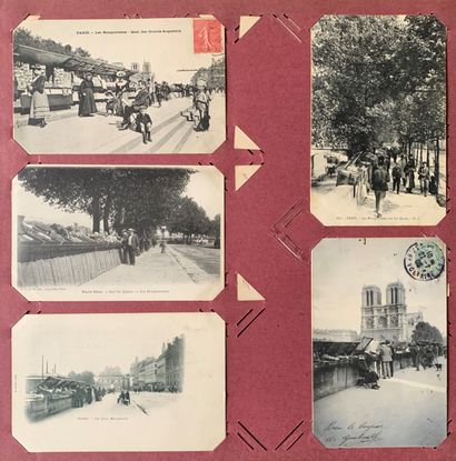 null Bouquinistes des quais de Seine à Paris. Lot de cartes postales anciennes sur...