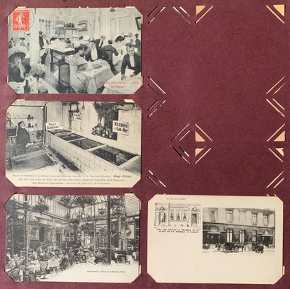 null Parisian cafés: lot of old postcards on the cafés and taverns of Paris and the...