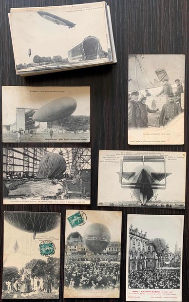 null Airships and balloons : Lot of old postcards on the theme of airships (Le Ville...