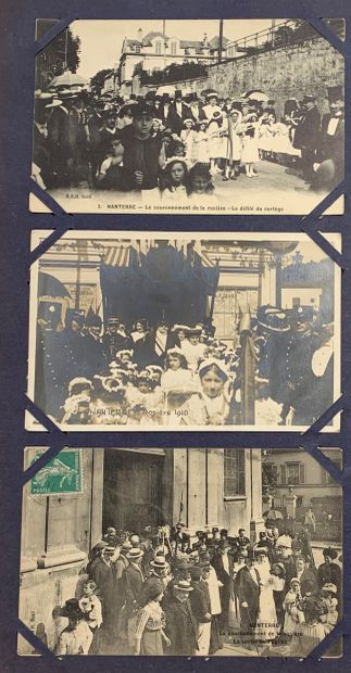 null Rosières : lot de cartes postales anciennes sur les fêtes, couronnements, défilés...