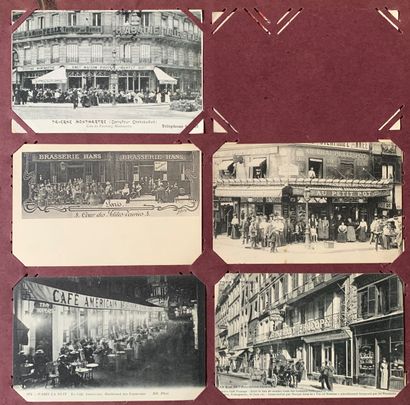 null Parisian cafés: lot of old postcards on the cafés and taverns of Paris and the...