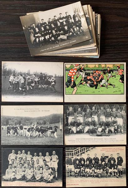  Rugby : Lot de cartes postales anciennes sur le thème du rugby : matchs de rugby,...