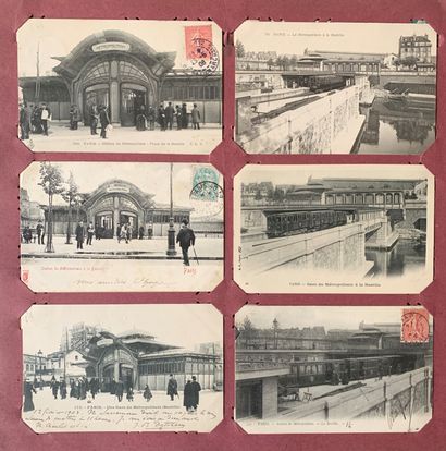 null Premières stations du métro Parisiens : lot de cartes postales anciennes représentant...