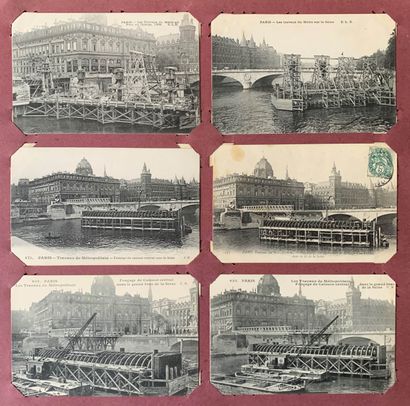 Construction du métro de Paris : lot de cartes...