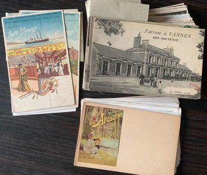 null Fantaisies sur le train : Lot de cartes postales anciennes fantaisies sur le...