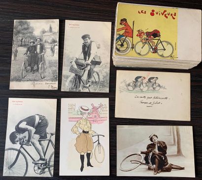  Fantaisies sur le Vélo et le Cyclisme : Lot de cartes postales anciennes fantaisies...