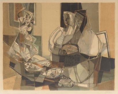 Georges DAYEZ (1907-1991) Trois femmes. Lithographie...
