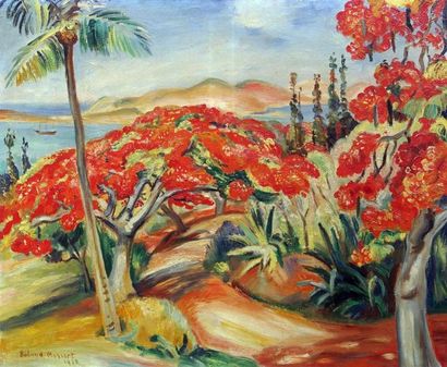 null Roland MASCART (1909- ?) Flamboyants en fleurs, Nouméa, Nouvelle Calédonie....
