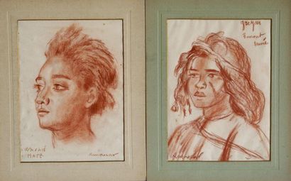 null Roland MASCART (1909-?) Deux portraits de femmes. Deux sanguines signées et...