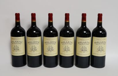 null Six magnums CHATEAU MALARTIC LAGRAVIERE 2010. Niveau très bon, dans leur caisse...