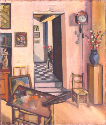 null Georges POLEZ (1899-1966). La maison de l'artiste. Huile sur toile signée en...