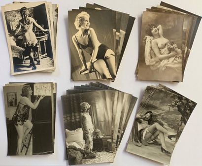 null Female erotic nudes: Lot of photographic postcards representing female nude...