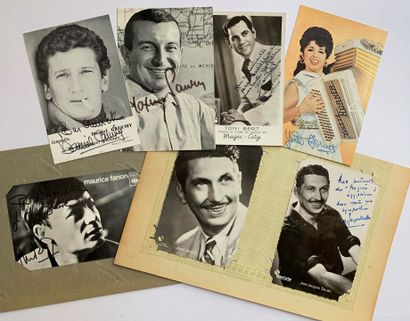 null Film artists, singers, musicians: Lot of 7 promotional portraits of artists...