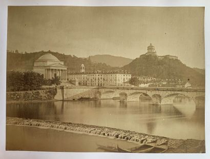 null Italy, Turin. View of the Vittorio Emanuele I bridge with the Gran Madre di...