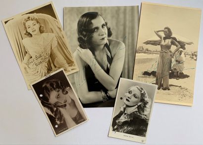 null Lot of 9 silver photographic prints of actresses and actors of pre-war period:...