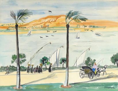 Yves BRAYER (1907-1990) Bords du Nil animé...