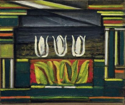 null *Leonid Romanovitch SOLOGOUB (1884-1956) Composition aux tulipes. Huile sur...