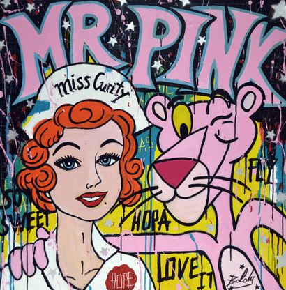 null Lorenzo BOLDY (1964) Mr Pink & Miss Curity, 2021. Acrylic on canvas signed....