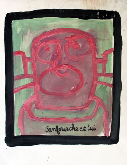 null Jean-Joseph SANFOURCHE (1929-2010) Sanfourche and him, 1986/92. Acrylic painting...