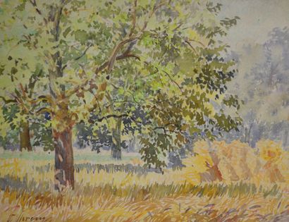 Hans Otto SPRENG (1877-1960) Trees and haystacks....