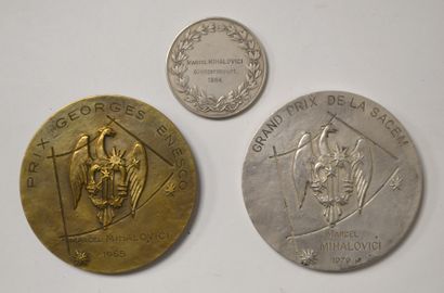 null Lot of three MEDALS in the name of Marcel MIHALOVICI (composer), two in bronze...