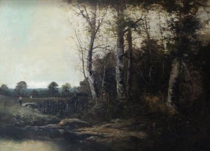 P. ARMAND, 19th century. The pond on the...