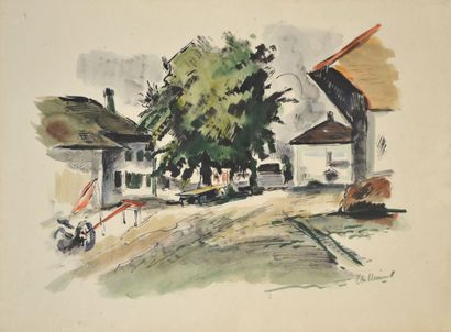null Charles CLÉMENT (1889-1972) Ferme à Ruyeres, canton de Vaud, 1949, (Légèrement...