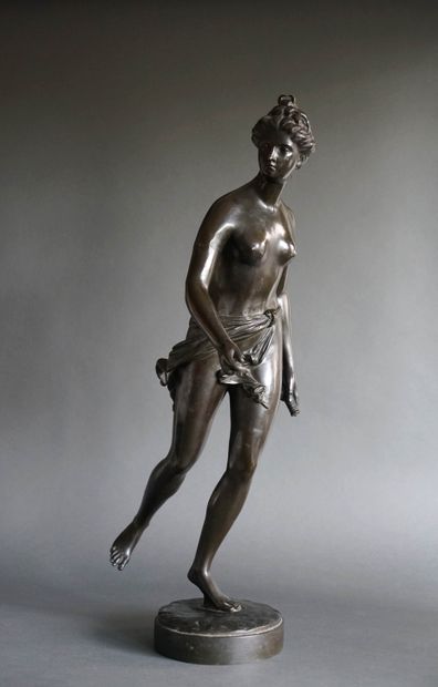 null Jean-Antoine HOUDON (1741-1728) (after) Diane. Proof in bronze with dark brown...