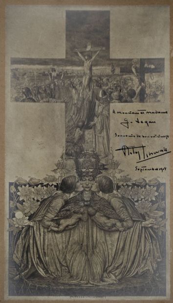 null Carlos SCHWABE (1866-1926) Composition symboliste à la Crucifixion. Photogravure...
