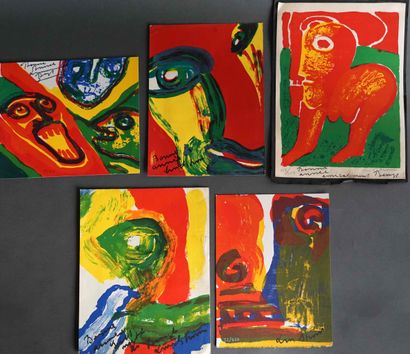 Bengt LINDSTROM (1925-2008) Faces. Five lithographs...