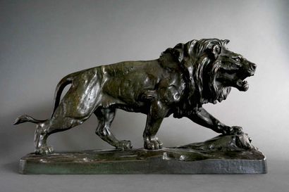 Paul THOMAS (1859-1910) Lion marchant. Importante...